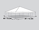 40' x 40' Red and White Striped Pole Tent.