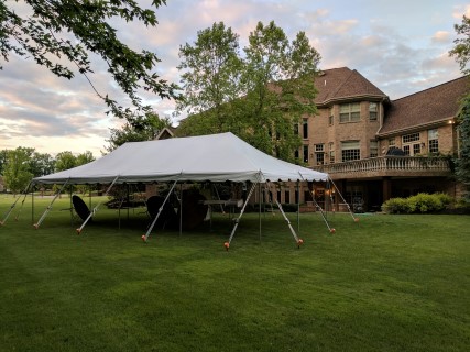 Graduation Party - 20' x 40' Tent, Wooden Chairs, Round Tables, Bistro Tables.