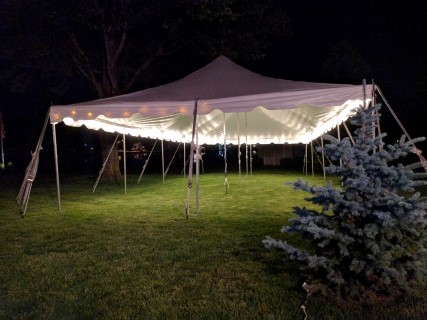 20' x 40' Pole Tent, Rope Lights.