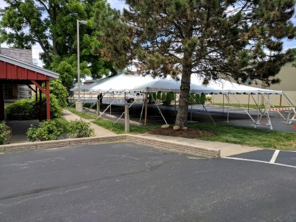 Wedding and Reception at Hancock Historical Museum - 40' x 80' Tent on Asphalt.