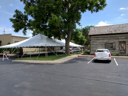 Wedding and Reception at Hancock Historical Museum - 40' x 80' Tent on Asphalt.