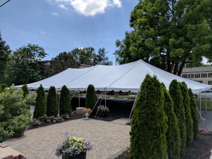 Wedding and Reception at Hancock Historical Museum - 40' x 80' Tent on Asphalt.