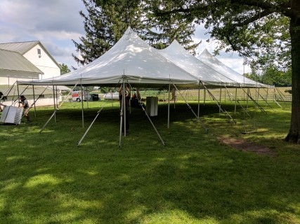 Wedding Reception - 40' x 80' Tent, White Padded Chairs.